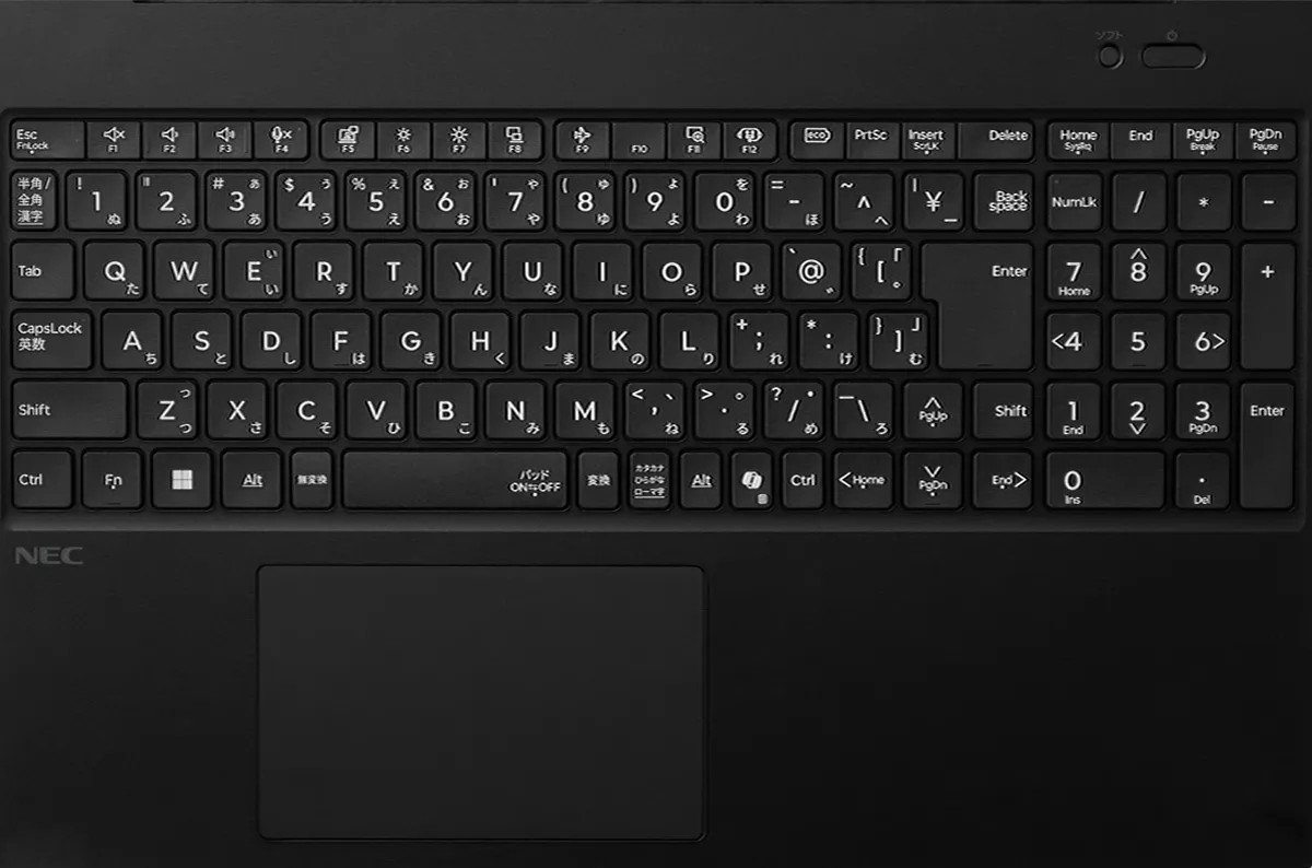 4列テンキー付きキーボード搭載