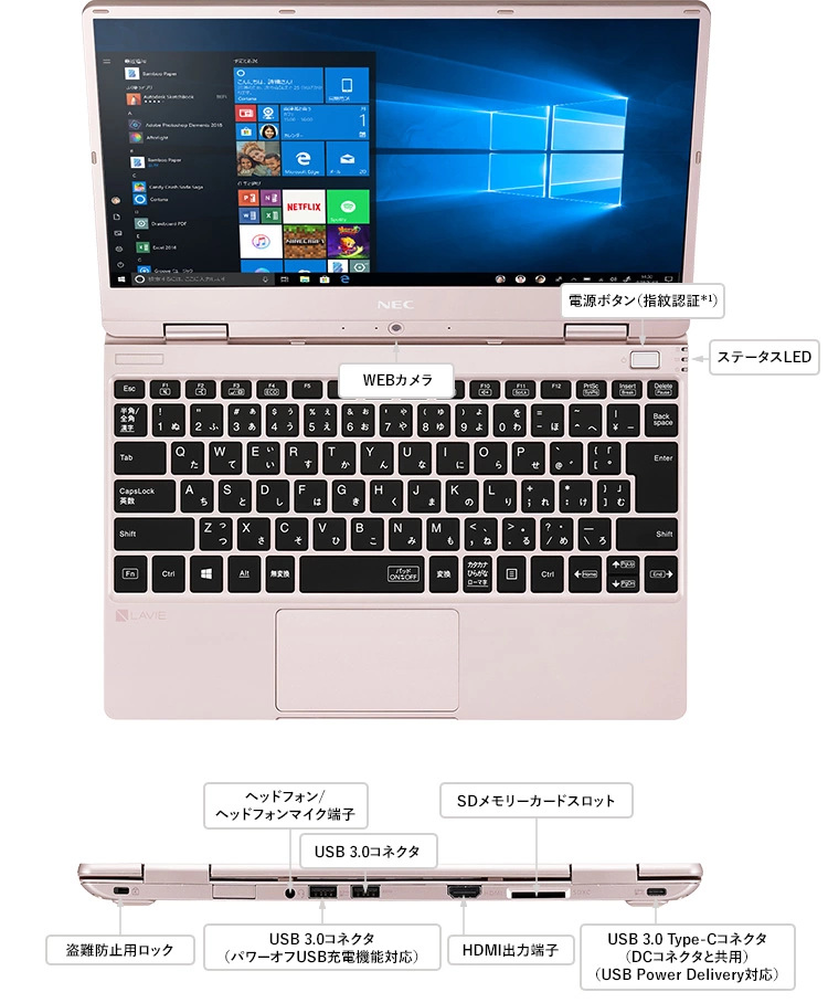 LAVIE Note Mobile インターフェイス